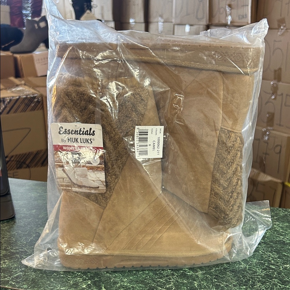 Essentials Women's Tan Faux-Suede Winter Boots